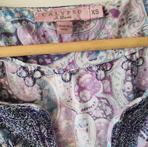 Calypso Purple and Blue Paisley Cotton Cover Up - Picture 4 of 10